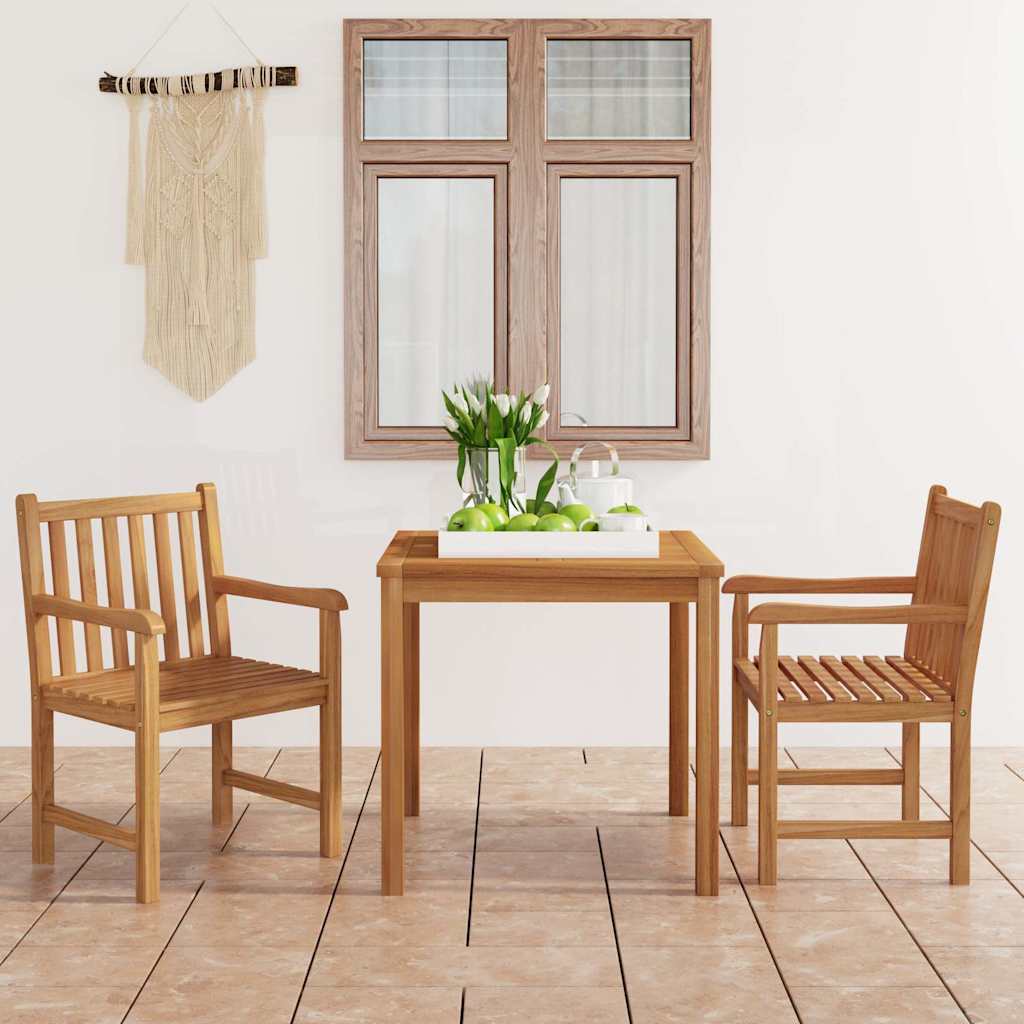 havespisesæt 3 dele 80x80 cm massivt teaktræ