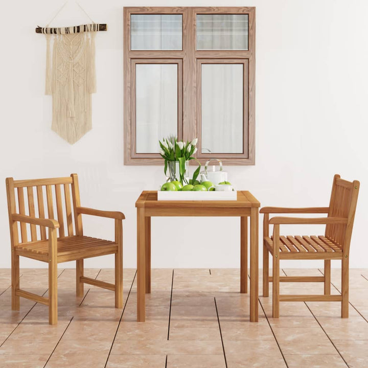 havespisesæt 3 dele 80x80 cm massivt teaktræ