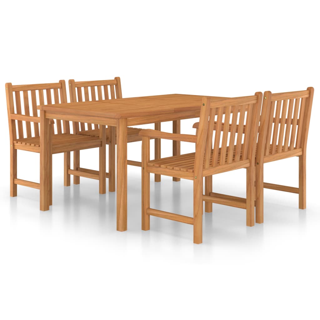 5-delt havespisesæt 150x90 cm massivt teaktræ
