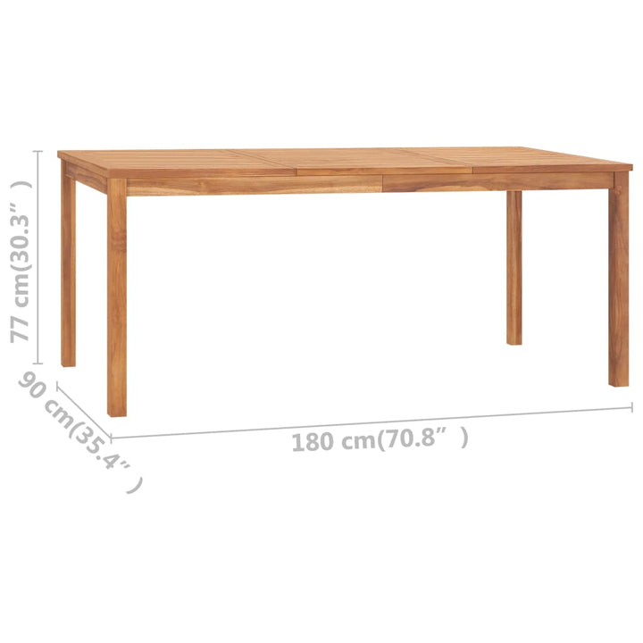5-delt havespisesæt 180x90 cm massivt teaktræ