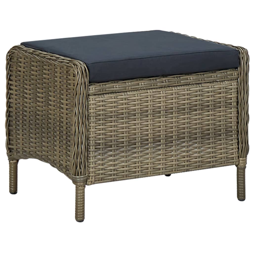 udendørs spisebordssæt 9 dele med hynder polyrattan brun