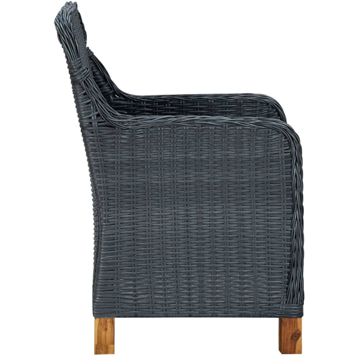 udendørs spisebordssæt 7 dele med hynder polyrattan mørkegrå