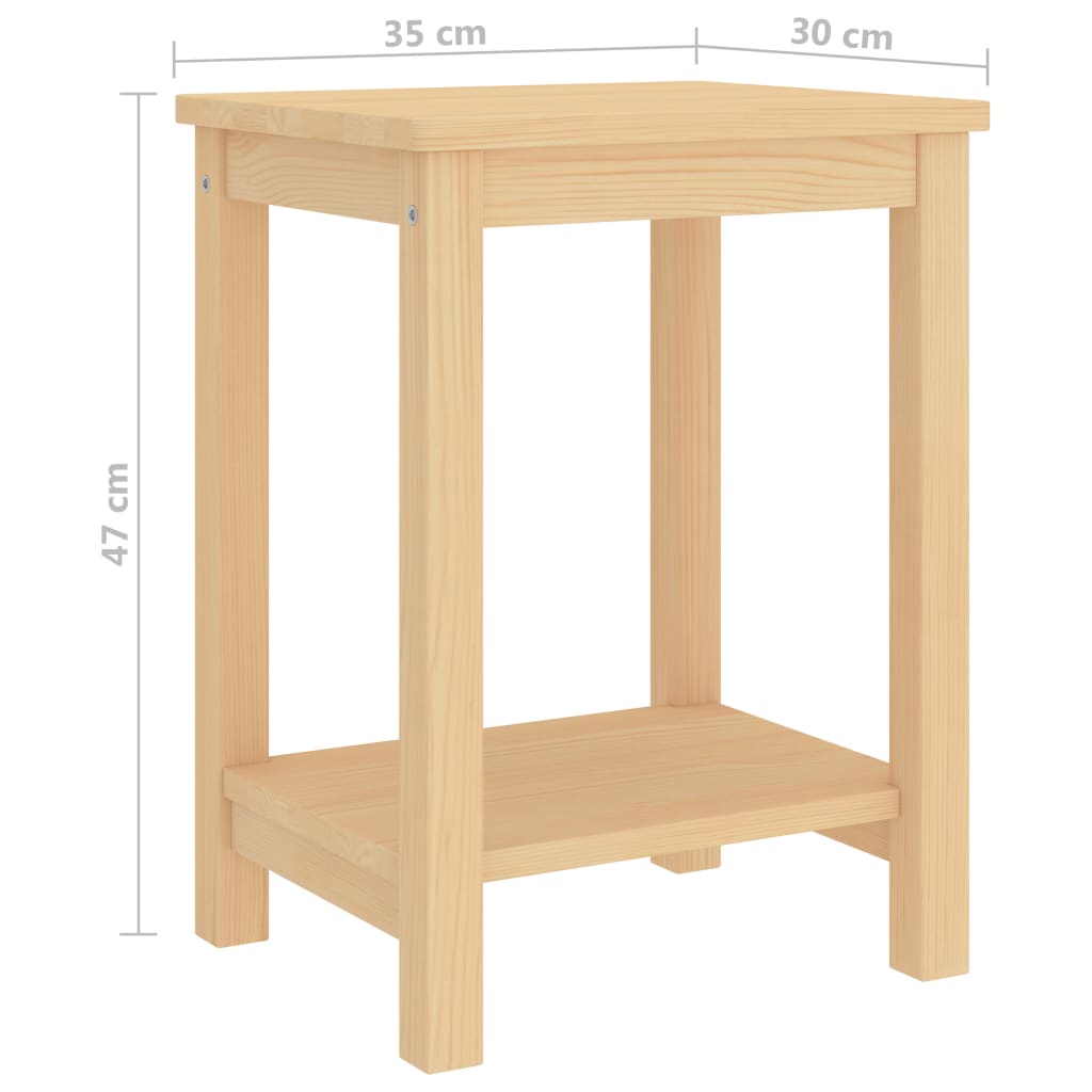 sengebord 35x30x47 cm massivt fyrretræ naturfarvet
