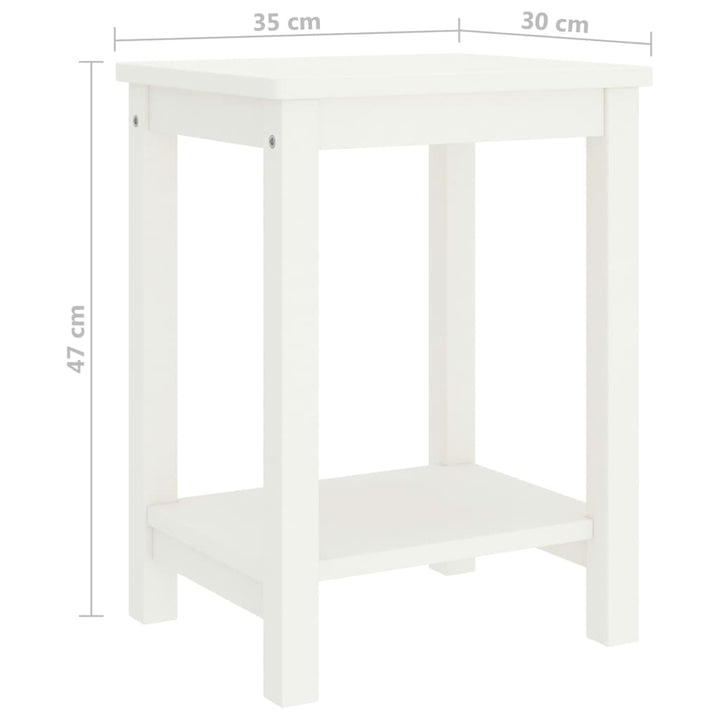 sengebord 35x30x47 cm massivt fyrretræ hvid