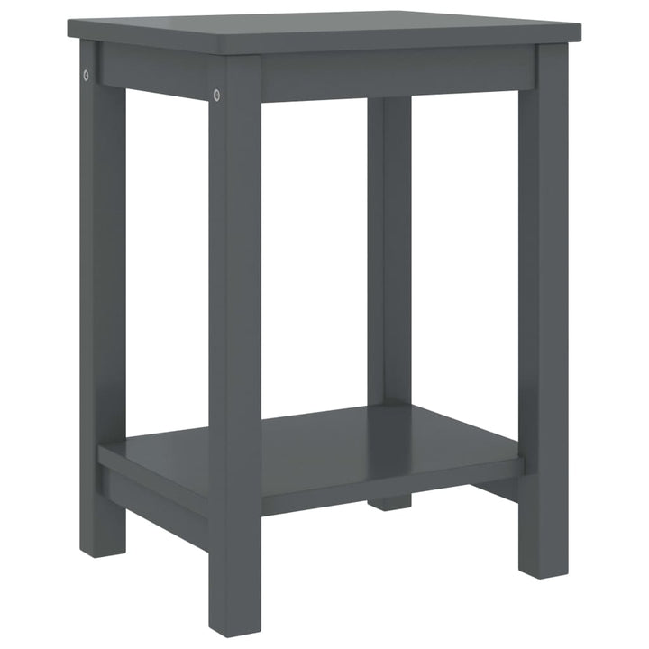 sengebord 35x30x47 cm massivt fyrretræ mørkegrå