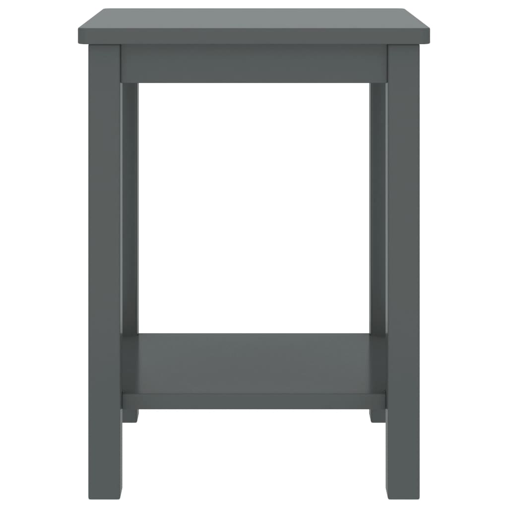 sengebord 35x30x47 cm massivt fyrretræ mørkegrå