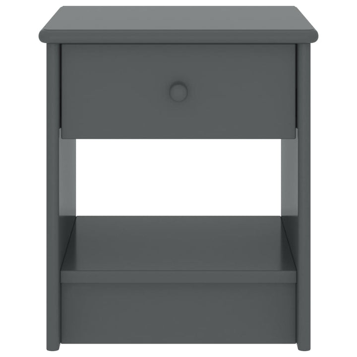 sengebord 35x30x40 cm massivt fyrretræ mørkegrå