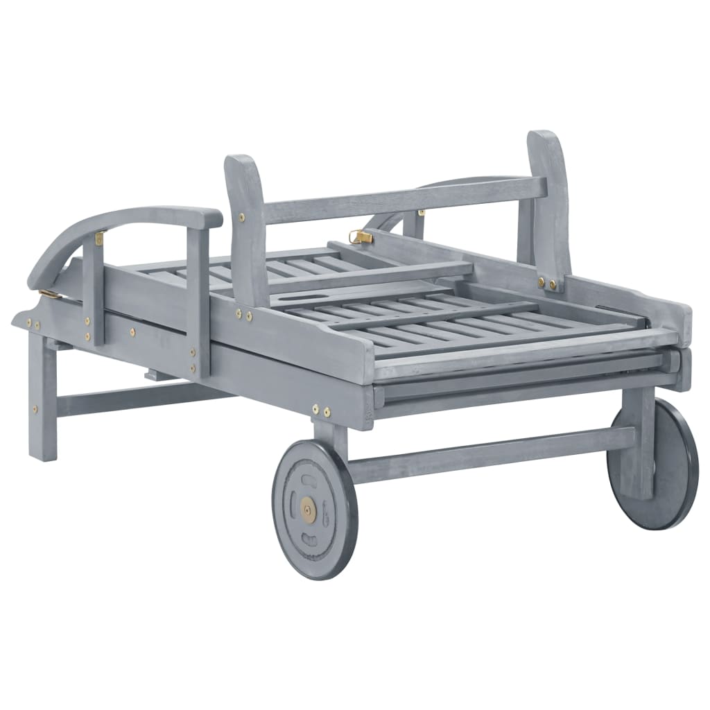 liggestol med hynde massivt akacietræ