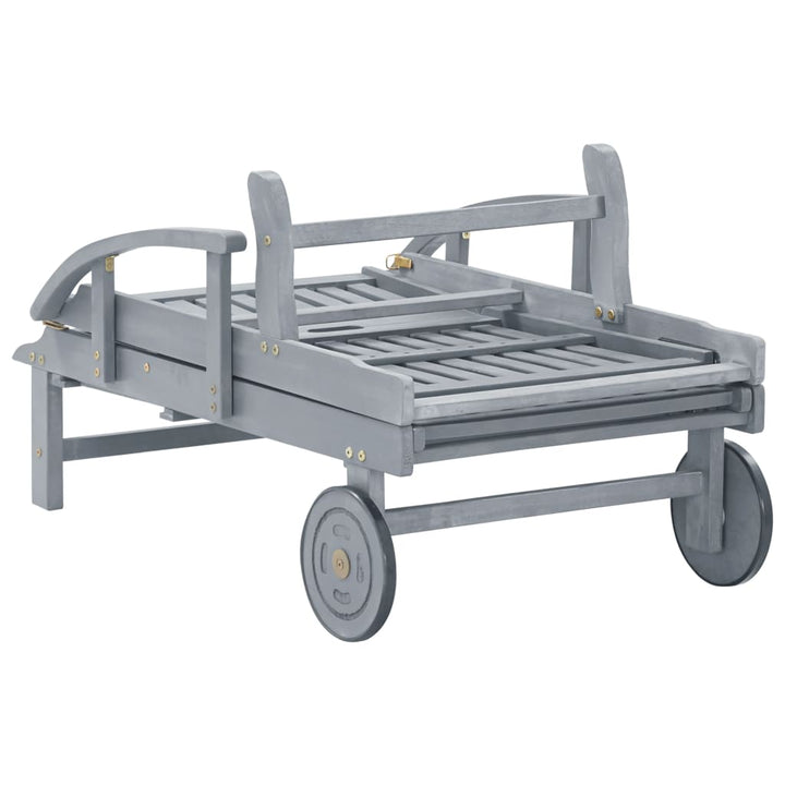 liggestol med hynde massivt akacietræ