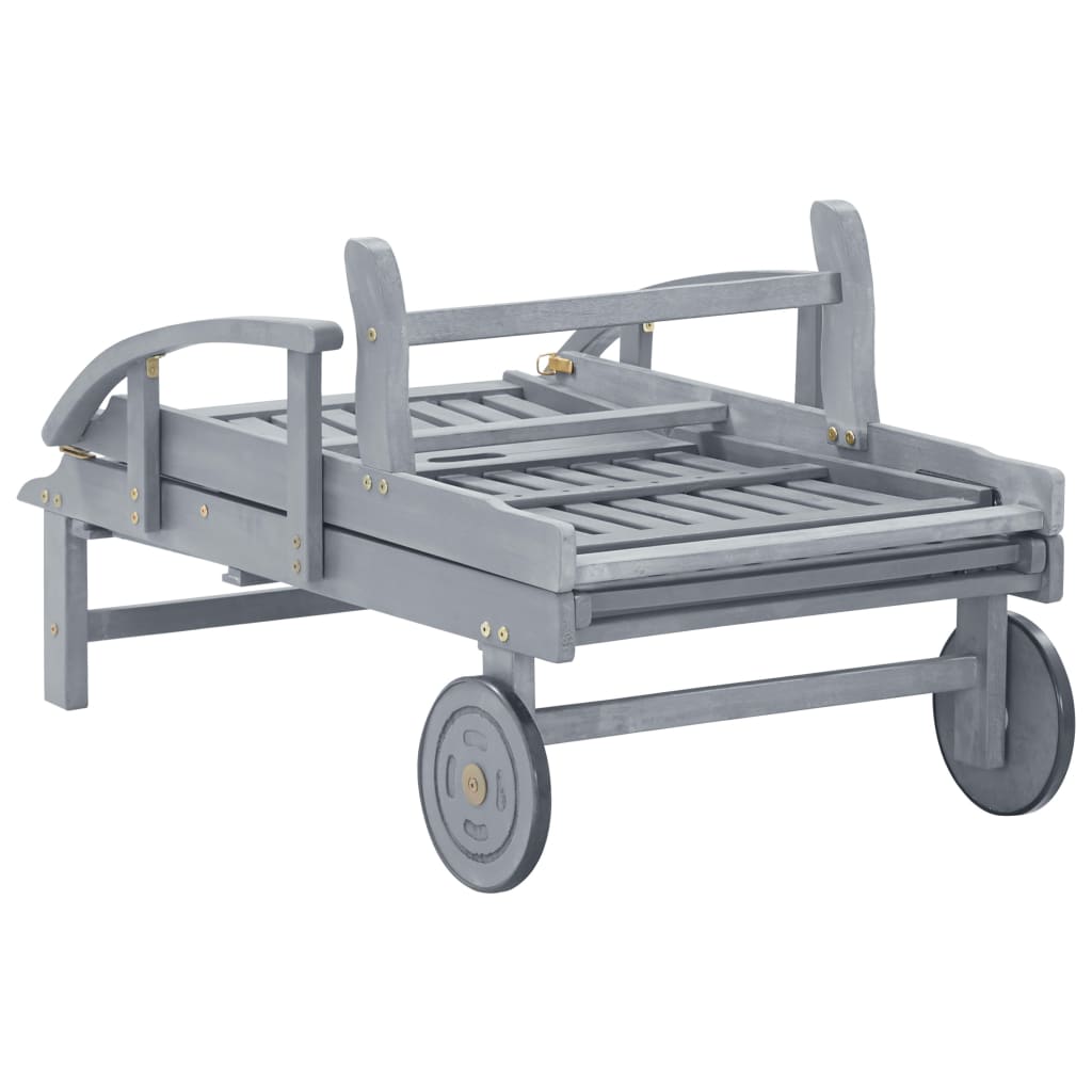 liggestol med hynde massivt akacietræ