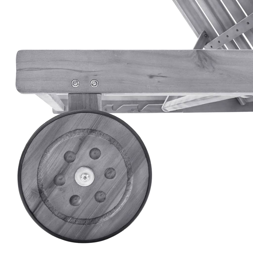 liggestol med hynde massivt akacietræ grå