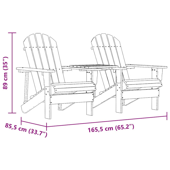 Adirondack-havestole med tebord massivt grantræ