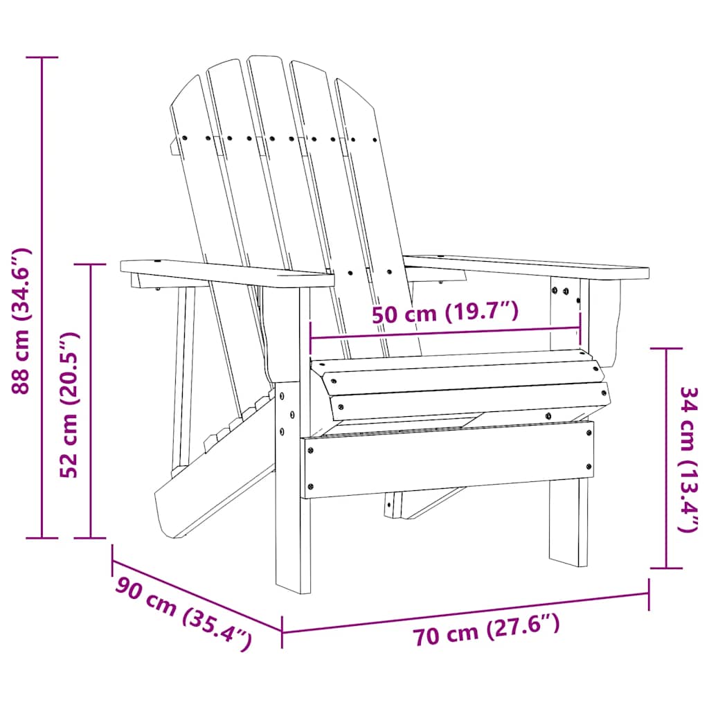 Adirondack-havestol med bord massivt grantræ