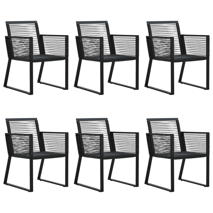udendørs spisebordssæt 7 dele PVC-rattan sort