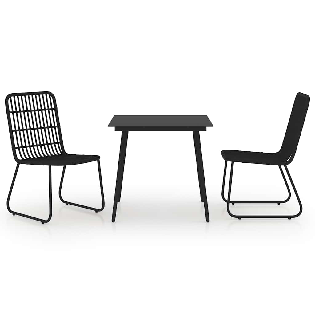 udendørs spisebordssæt 3 dele polyrattan og glas