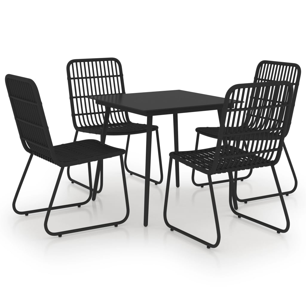 udendørs spisebordssæt 5 dele polyrattan og glas