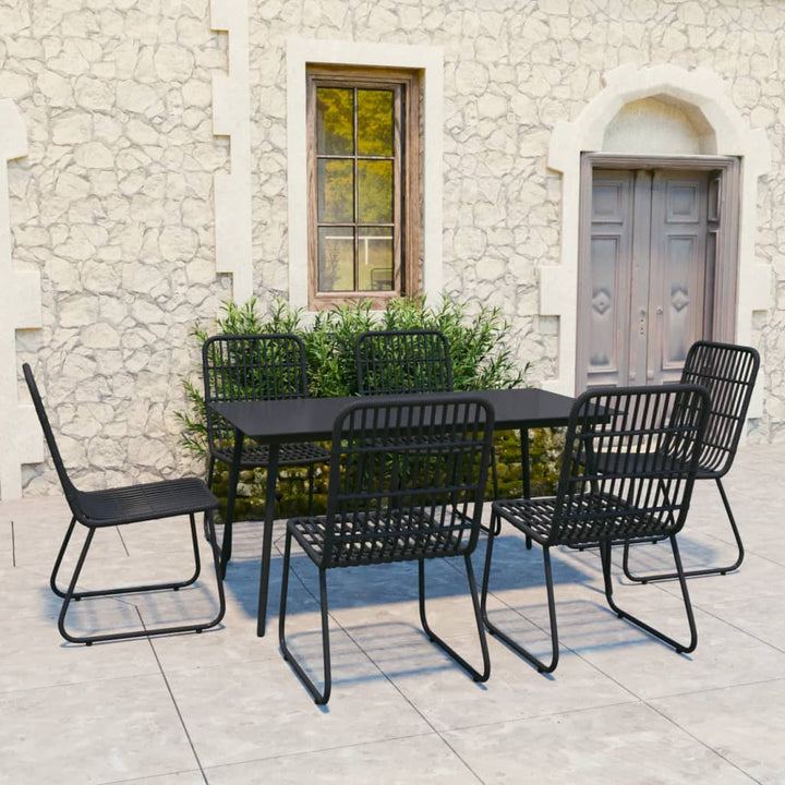 udendørs spisebordssæt 7 dele polyrattan og glas