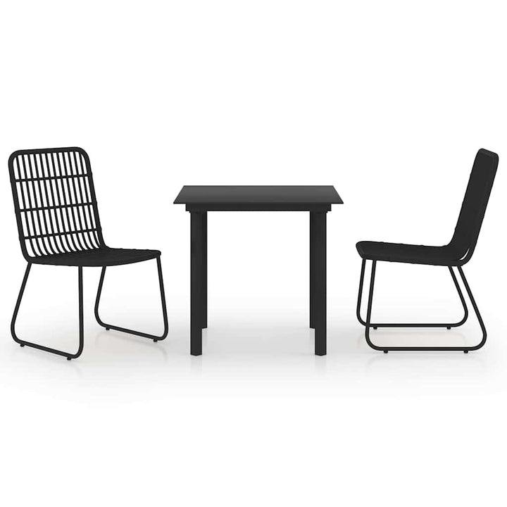 udendørs spisebordssæt 3 dele polyrattan og glas