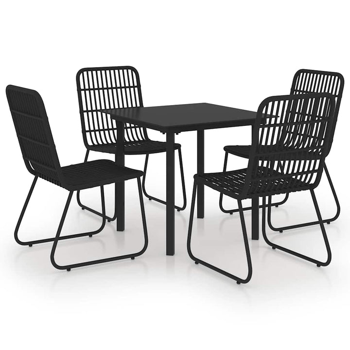 udendørs spisebordssæt 5 dele polyrattan og glas