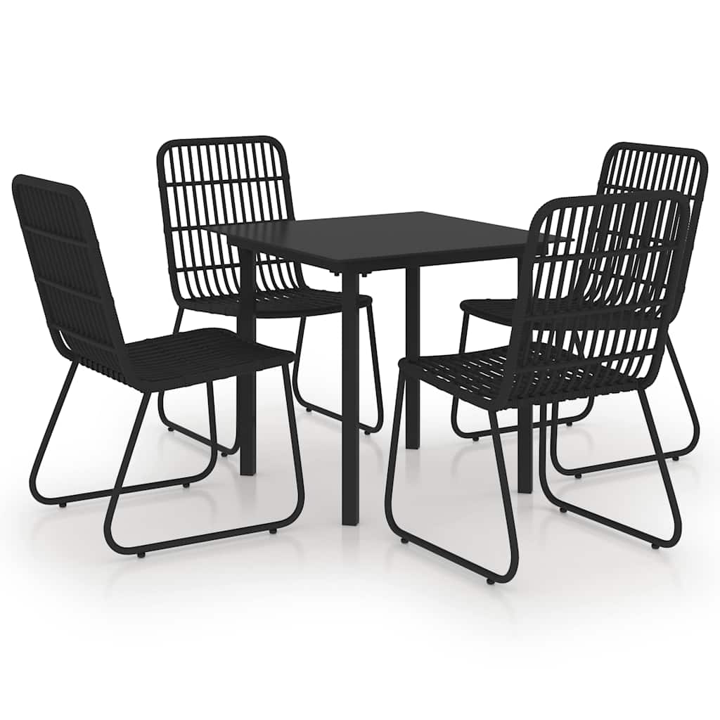 udendørs spisebordssæt 5 dele polyrattan og glas
