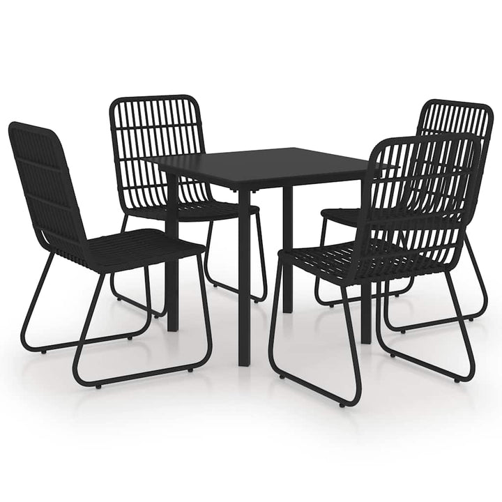 udendørs spisebordssæt 5 dele polyrattan og glas