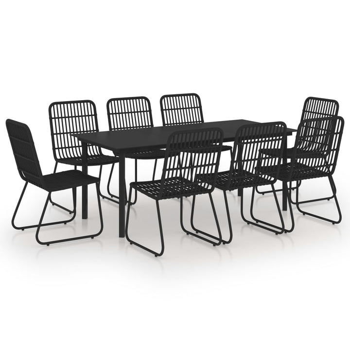 udendørs spisebordssæt 9 dele polyrattan og glas