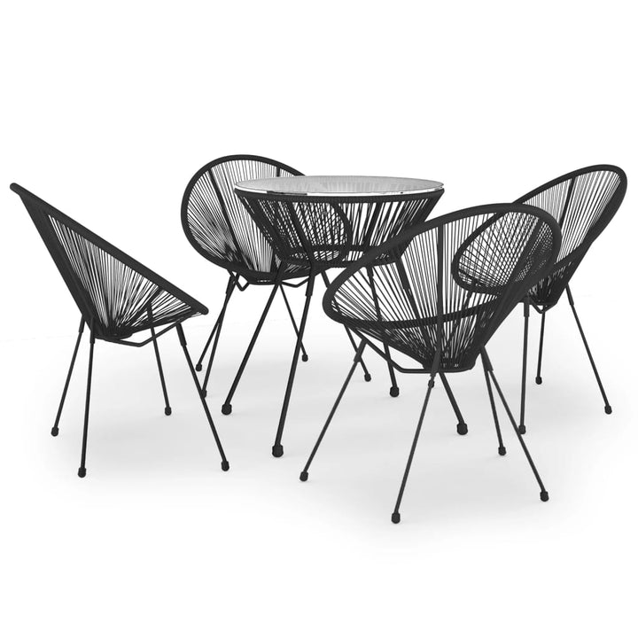 spisebordssæt til haven 5 dele PVC-rattan sort