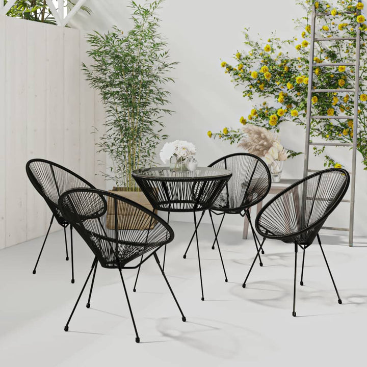 spisebordssæt til haven 5 dele PVC-rattan sort