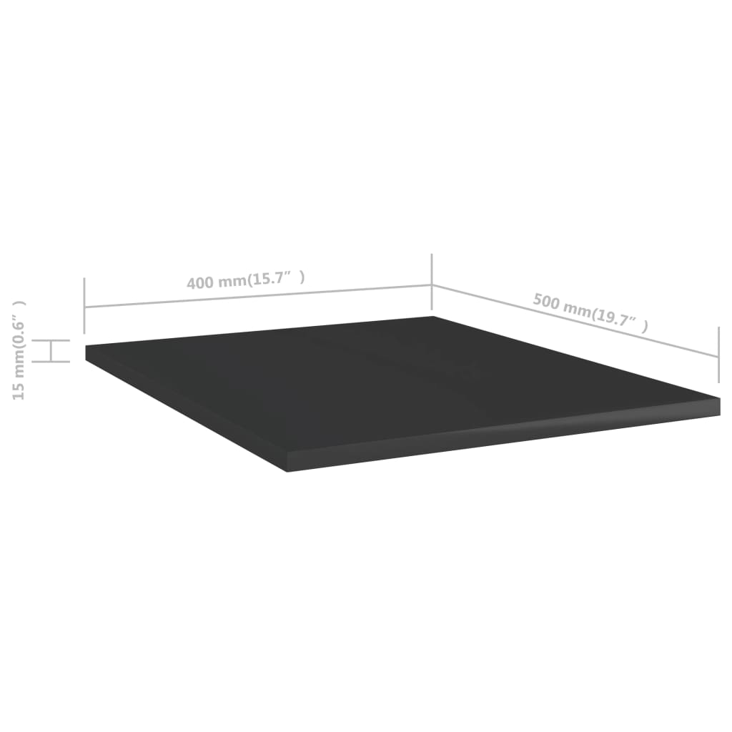 boghylder 8 stk. 40x50x1,5 cm konstrueret træ sort højglans