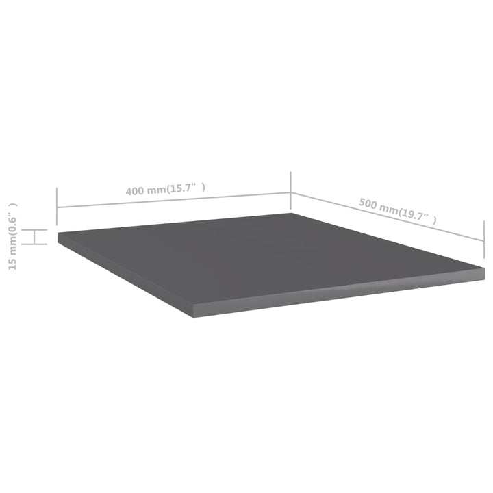 boghylder 8 stk. 40x50x1,5 cm konstrueret træ grå højglans