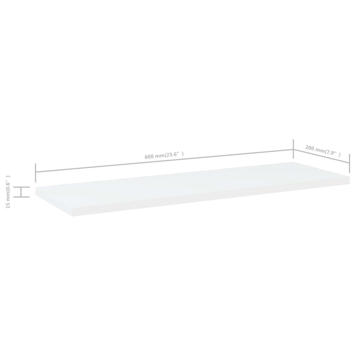 boghylder 4 stk. 60x20x1,5 cm konstrueret træ hvid