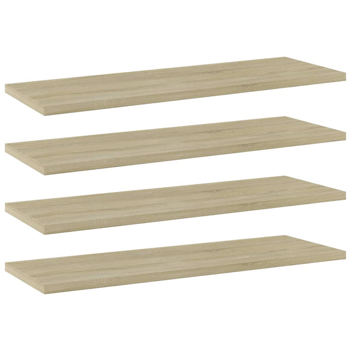 boghylder 4 stk. 60x20x1,5 cm konstrueret træ sonoma-eg