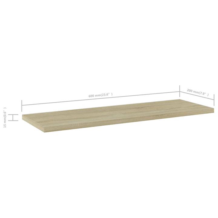 boghylder 4 stk. 60x20x1,5 cm konstrueret træ sonoma-eg