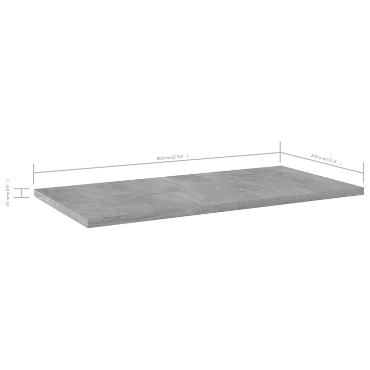 boghylder 4 stk. 60x30x1,5 cm konstrueret træ betongrå