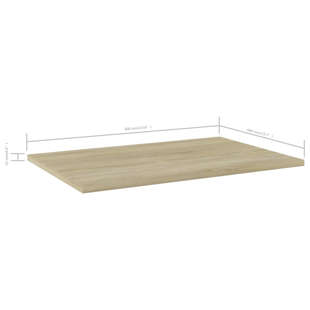 boghylder 8 stk. 60x40x1,5 cm konstrueret træ sonoma-eg
