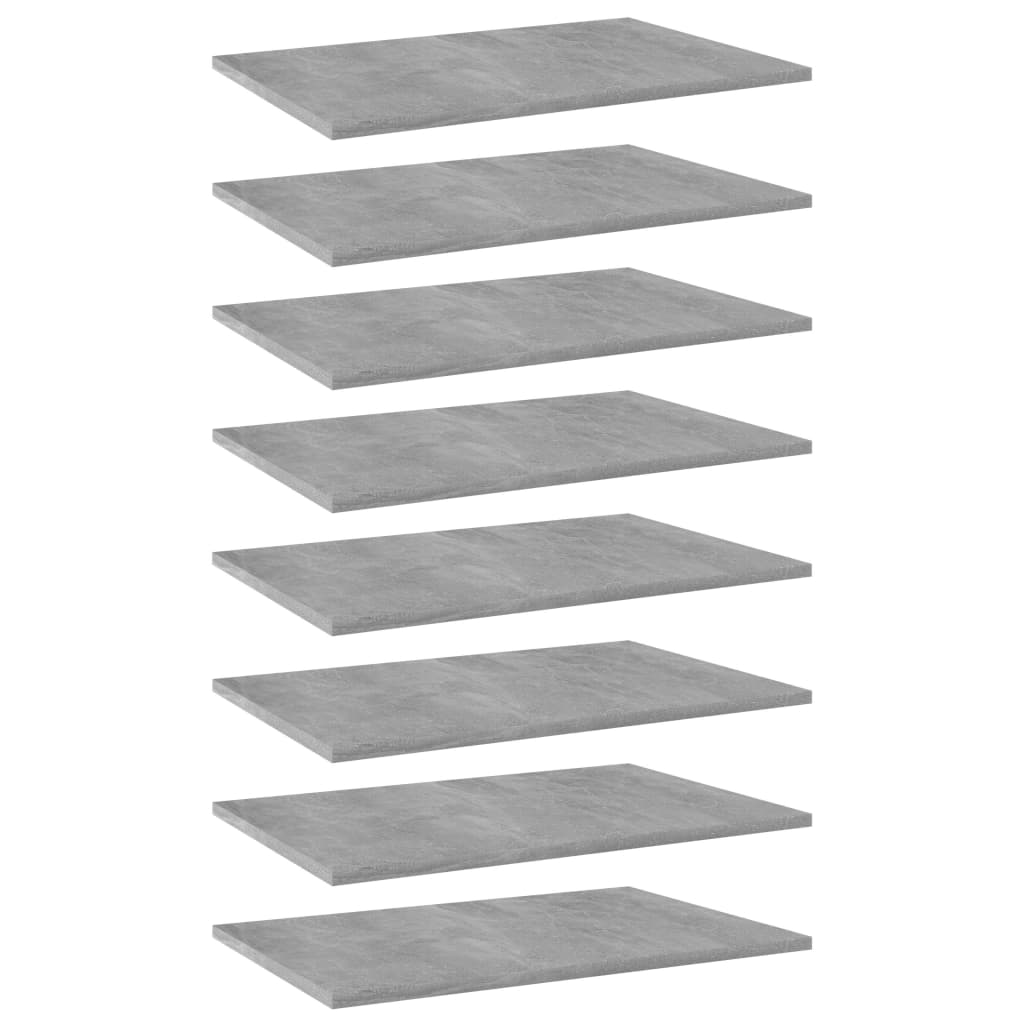 boghylder 8 stk. 60x40x1,5 cm konstrueret træ betongrå