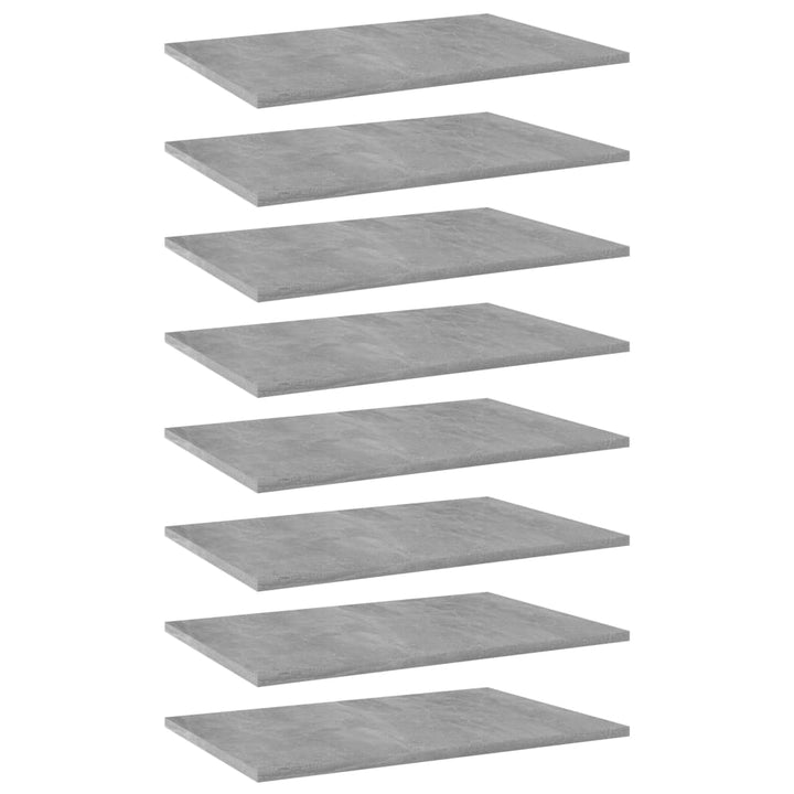 boghylder 8 stk. 60x40x1,5 cm konstrueret træ betongrå