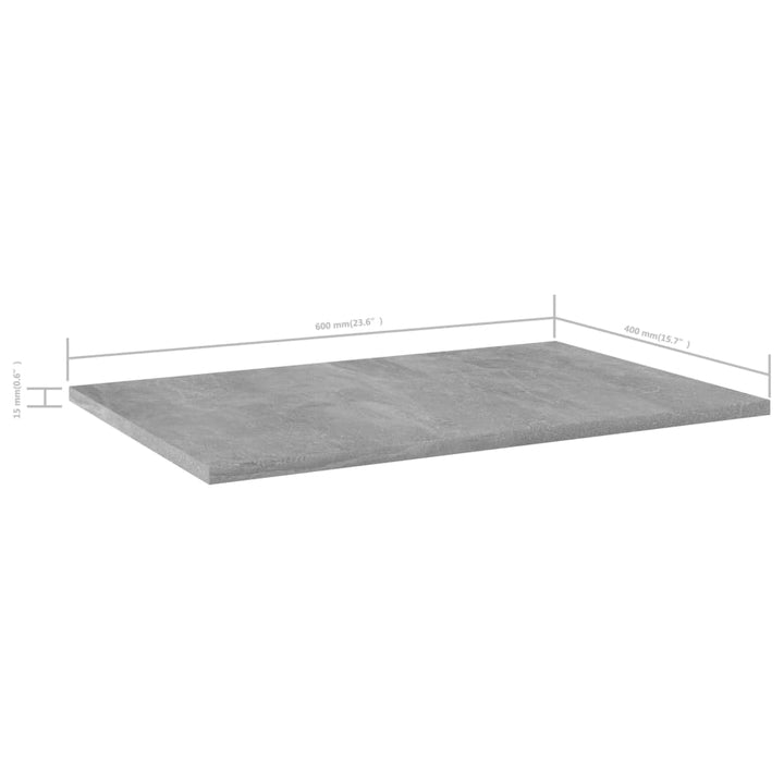 boghylder 8 stk. 60x40x1,5 cm konstrueret træ betongrå