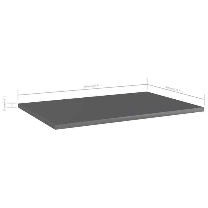 boghylder 8 stk. 60x40x1,5 cm konstrueret træ grå højglans