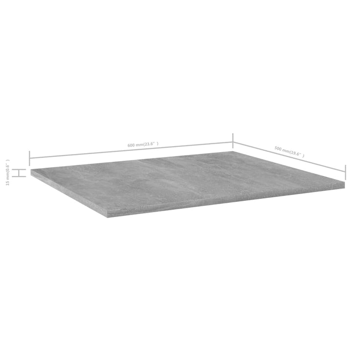 boghylder 8 stk. 60x50x1,5 cm spånplade betongrå