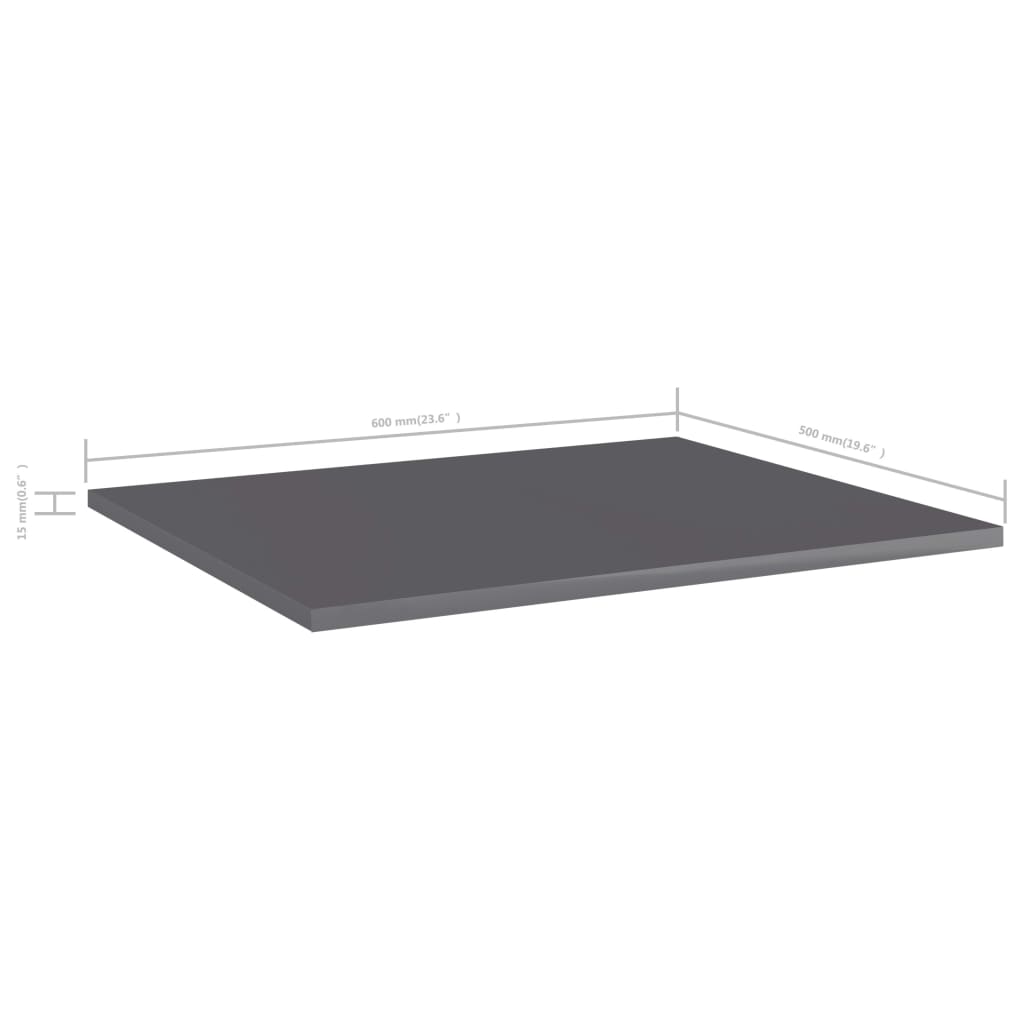 boghylder 8 stk. 60x50x1,5 cm konstrueret træ grå højglans