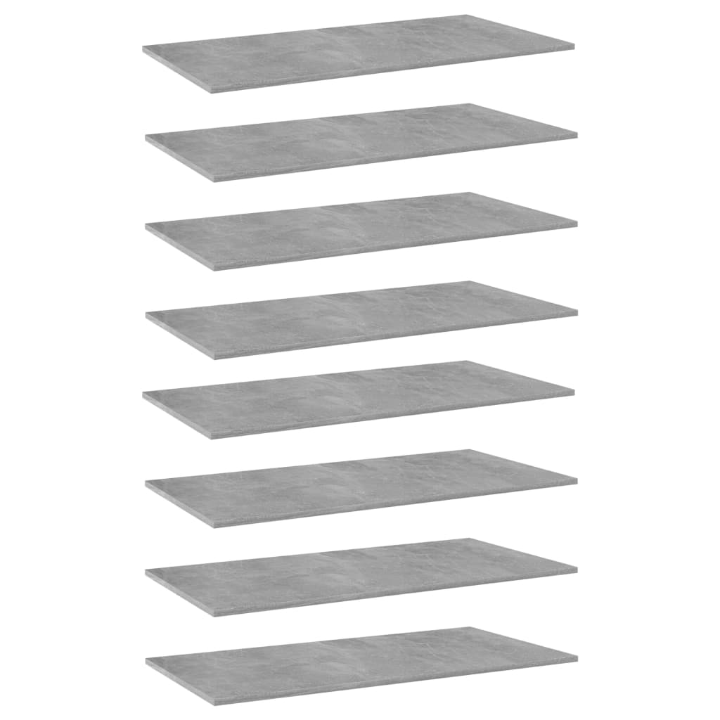 boghylder 8 stk. 80x30x1,5 cm konstrueret træ betongrå