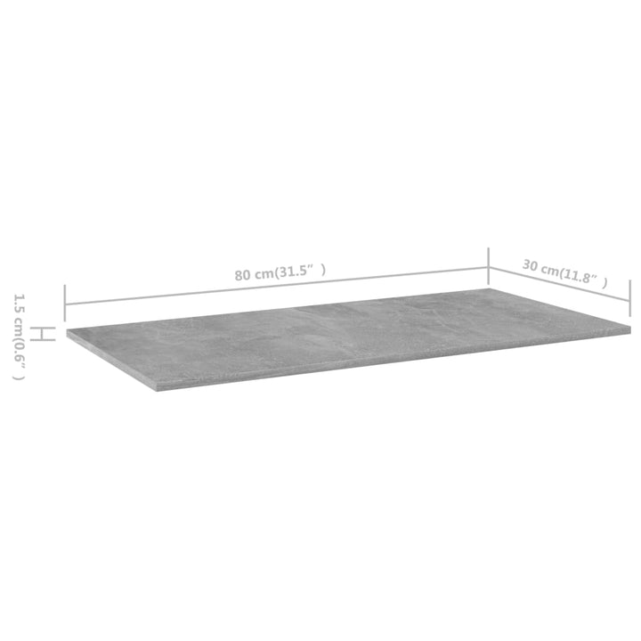 boghylder 8 stk. 80x30x1,5 cm konstrueret træ betongrå