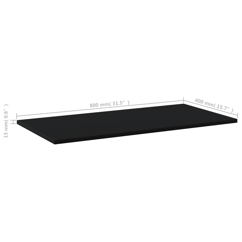 boghylder 8 stk. 80x40x1,5 cm konstrueret træ sort