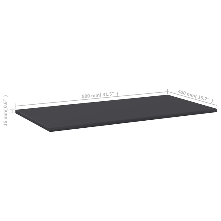 boghylder 8 stk. 80x40x1,5 cm konstrueret træ grå