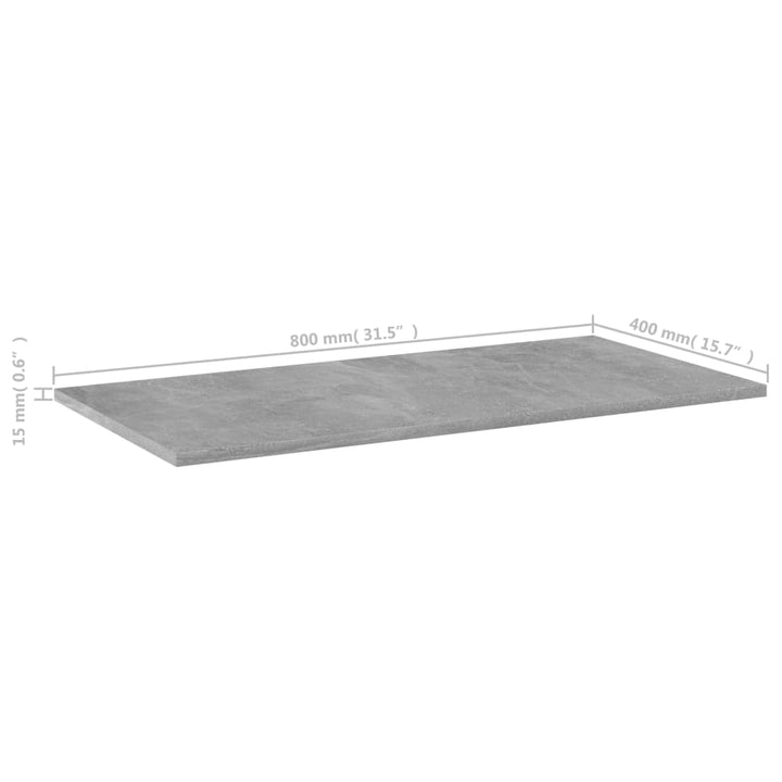 boghylder 4 stk. 80x40x1,5 cm konstrueret træ betongrå