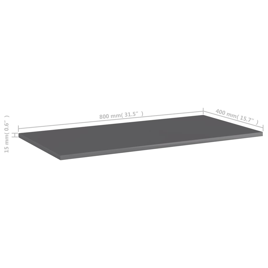 boghylder 8 stk. 80x40x1,5 cm konstrueret træ grå højglans
