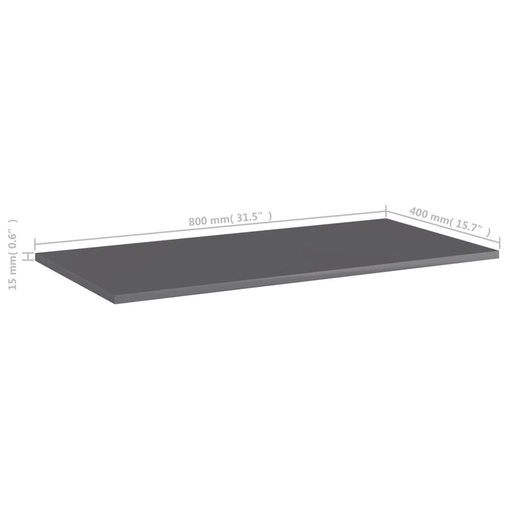 boghylder 8 stk. 80x40x1,5 cm konstrueret træ grå højglans