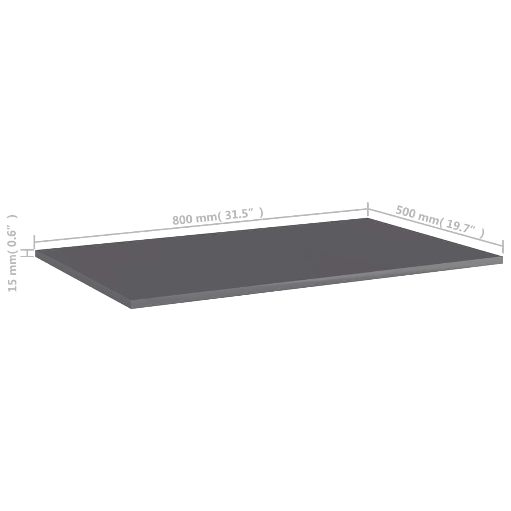 boghylder 4 stk. 80x50x1,5 cm konstrueret træ grå højglans