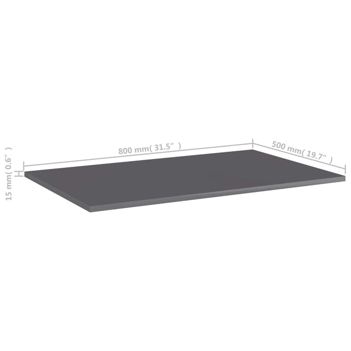 boghylder 4 stk. 80x50x1,5 cm konstrueret træ grå højglans